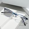 Fashionable Business Semi-Rimmed Photochromic Myopia Glasses Openwork Temple Unisex Eyeglasses 0 To -4.0