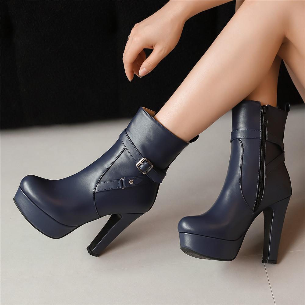 Fashion Fashion Platform Boots Women Sexy Rivets Ankle Boots For Women Red Yellow White Black Short Party Shoes Lady Footwear Size 34-46