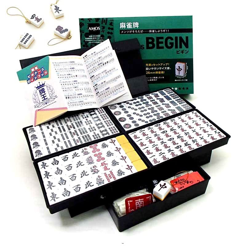 

Handmade Mahjong Tile Set with Igo Lab Original Tile Strap, Amos BEGIN, Taiyo Giken