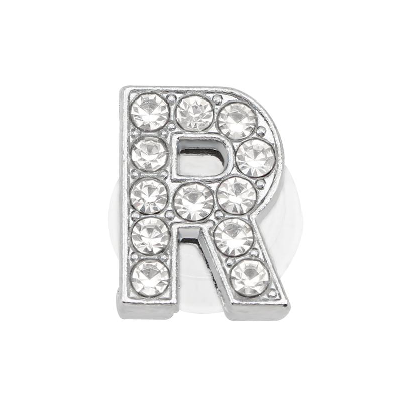 1PC Shoe Charms Glitter Rhinestone Letter Crystal Alphabet Shoes Charm Decorations Jewelry Slider Bracelet Wristbands Accessorie