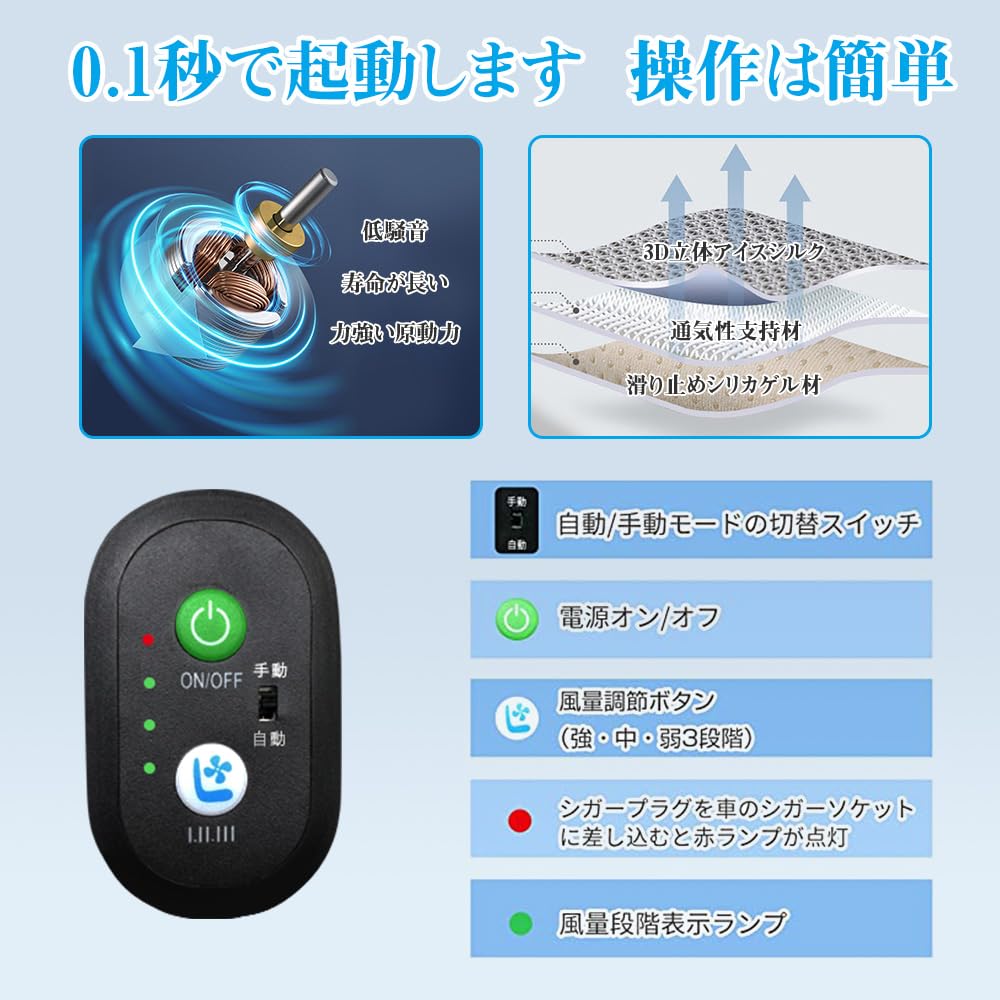 Seat Ceskony 2025 Summer Limited New Color Air Car Seat 48 Vents Cool Air Blowing 3 Level Adjustment Automatic Function 2 USB Charging Ports Included