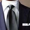 Necktie Premium Silk Twill Weave Solid Plain High Quality Kyoto Tango Stylish Brand Made in Japan Domestic [Y&TAILOR] 100% (Gray)