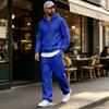 Men's Warm Lined Hoodie and Wide Leg Cargo Pants Set, Casual Relaxed Fit for Outdoor Sports