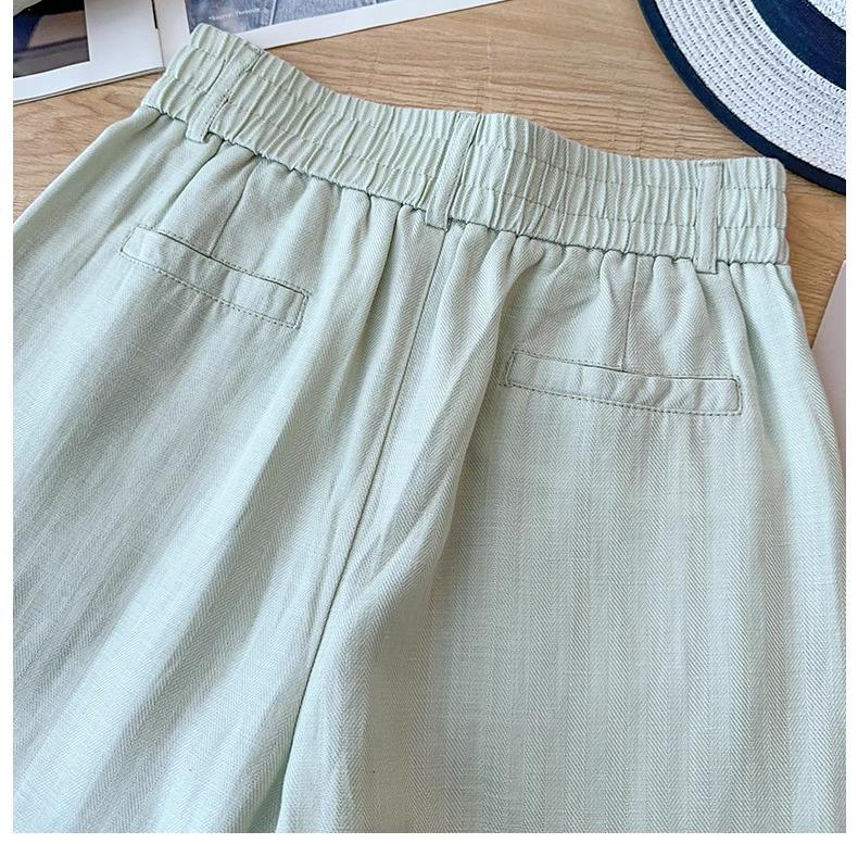 Khaki High-Waisted Wide-Leg Pants for Women - Spring/Summer 2025: Versatile, Slimming, Loose-Fit, Nine-Point Length