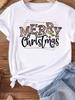 (Asian Size) tree gift happy new year Women's Top T Tee merry Christmas festival O-neck Clothing  Print Fashion ladies Graphic T-shirts