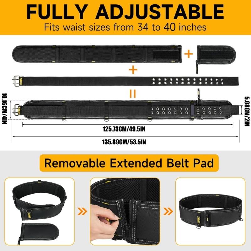 Ceinture de travail robuste avec 4 anneaux en D métalliques Ceinture rembourrée confortable Pour les ouvriers du bâtiment et les artisans