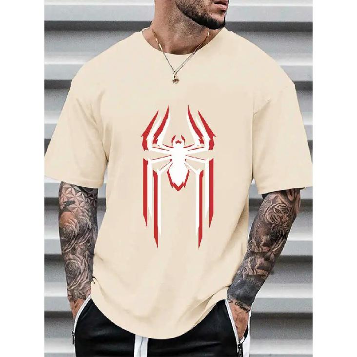

Men s Loose T-shirt Tee for Man 2024 Summer New Cool Spider Web Printed Oversize Top O-neck Short Sleeve Casual Clothes