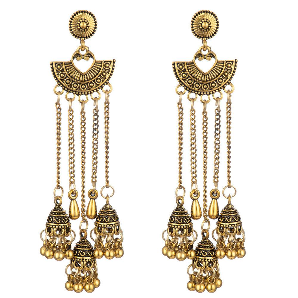 Bohemian Long Vintage Drop Earrings With Alloy Waterdrop Accents For Ladies