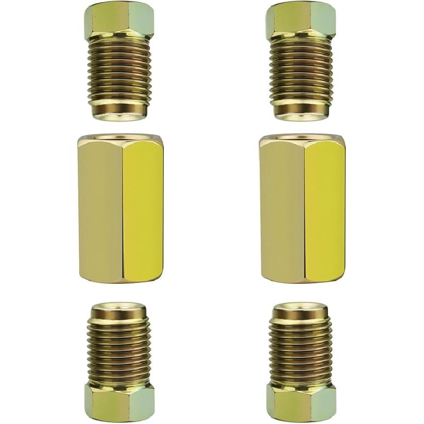 4 Sets Of 3/16” Brake Line Tubing Unions (Connectors) With 8 Nuts (3/8 – 24 Threads), Brake Line Fittings Tool Kit For Automotive & Motorcycle