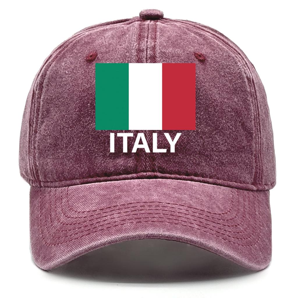 1 Pcs Flag Of ITALY Print Adjustable Baseball Caps Washed Cotton Caps For Woman Unisex Vintage-Inspired Snapback Baseball Hat