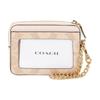 Coach Card Holder Zip Top Case 8 Brand Logo Metal Zipper Closure Artificial Leather and Recycled Leather Women's Sand Sand Yellow and Chalk White