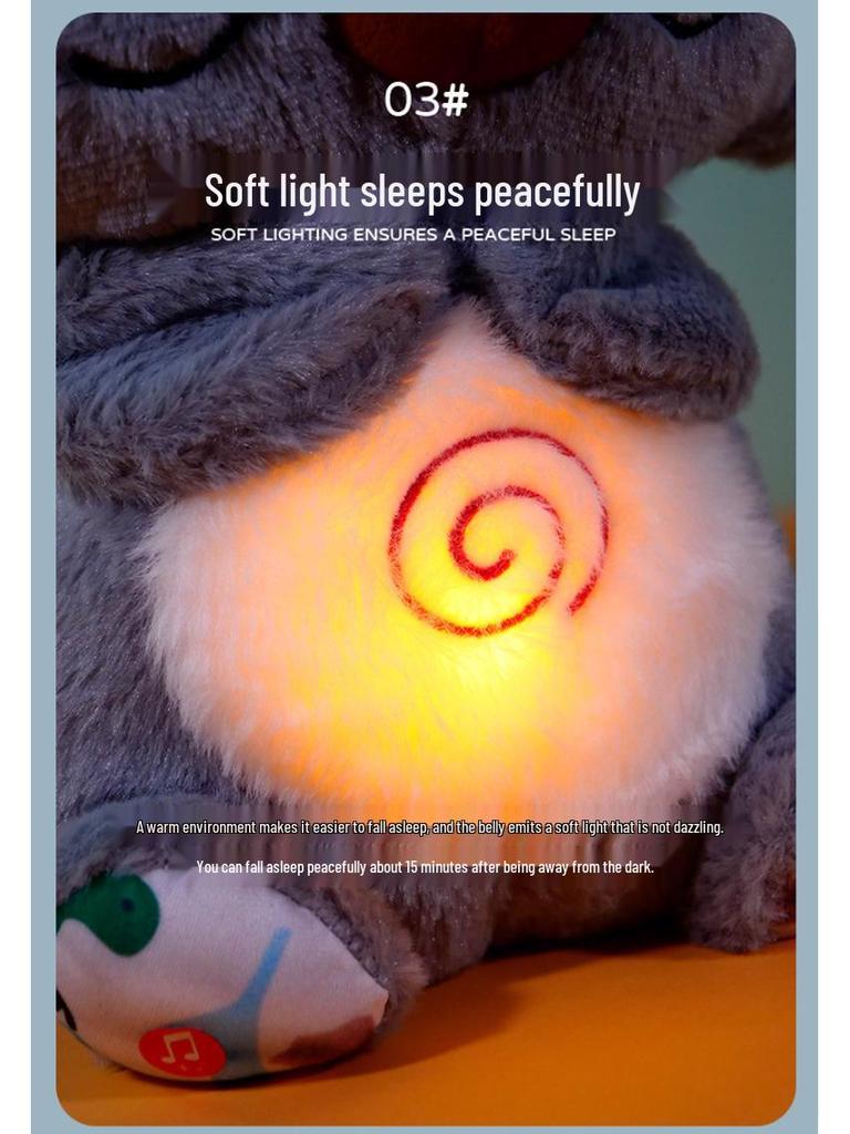 Cross-border Breathing Bear & Otter Stitch: Two-color Sound & Light Plush Animal Doll for Kids