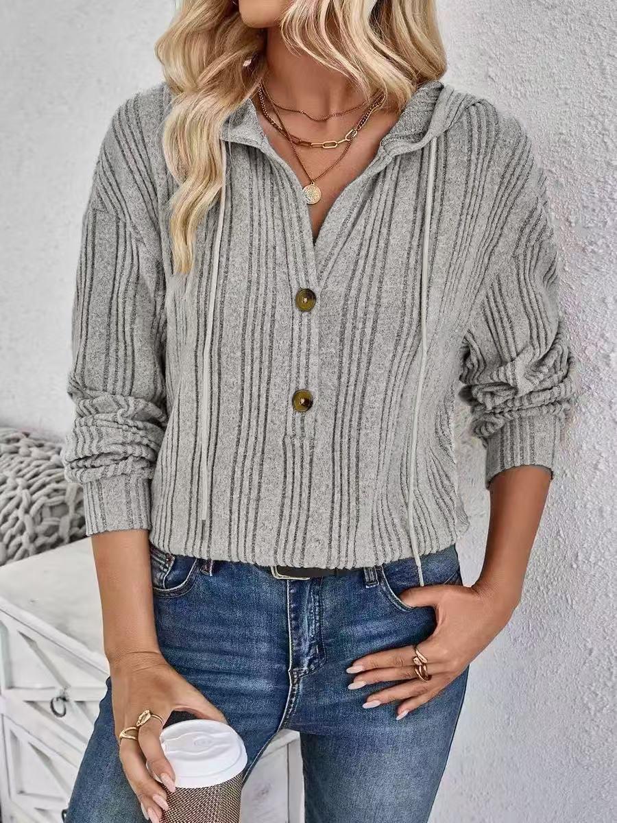 Autumn/Winter 2025 Women s Loose Casual Solid Color Hooded Sweatshirt with Long Sleeves S