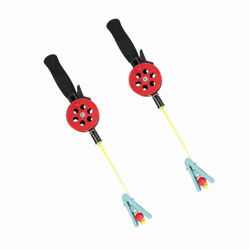 2Pcs Crab Fishing Rod Ice Fishing Pole with Shrimp Clamp Accessories Random Color
