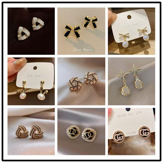 Náušnice s jehlou ze stříbra S925 s kočičím okem a perlou, dlouhé s mašličkou - Retro a všestranný styl pro ženy