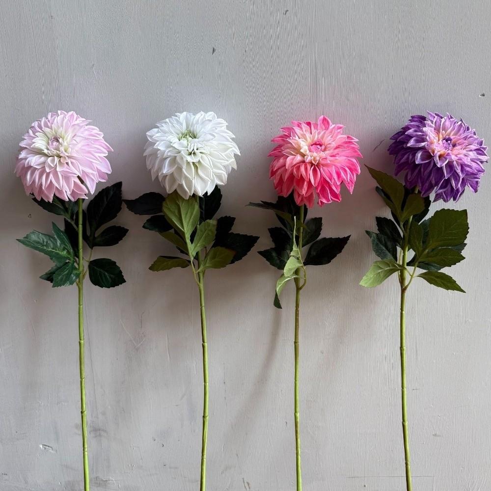 Long Branch 3D Printed Dahlia Realistic Real Touch Artificial Dahlia Branch Large Flower Faux Wedding Floral Event Decoration