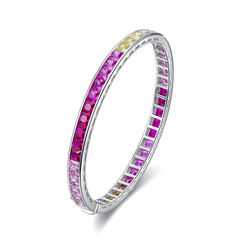 

Zhuozhifan S925 Silver Rainbow Candy Colored Diamond Bangle S925 Silver