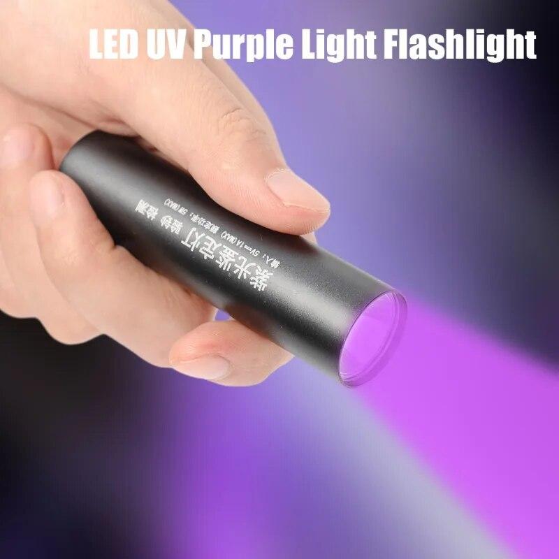 365nm UV Flashlight USB Rechargeable Mini Ultraviolet LED Torch Waterproof Ultra Violet Lights Pet Urine Scorpions Detector Lamp