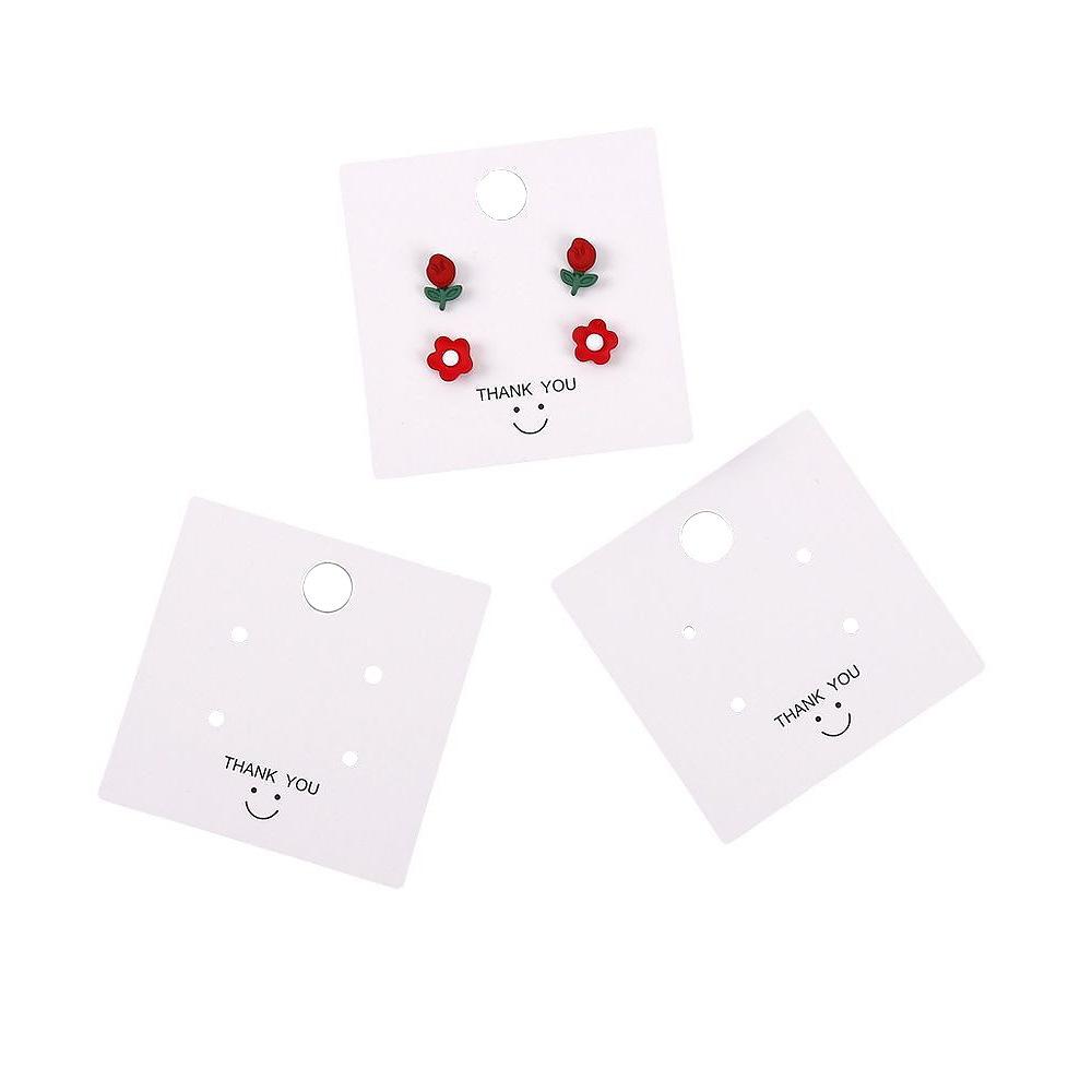 4-Hole Smile Face Earring Display Card - Simple Fashionable Jewelry Tag