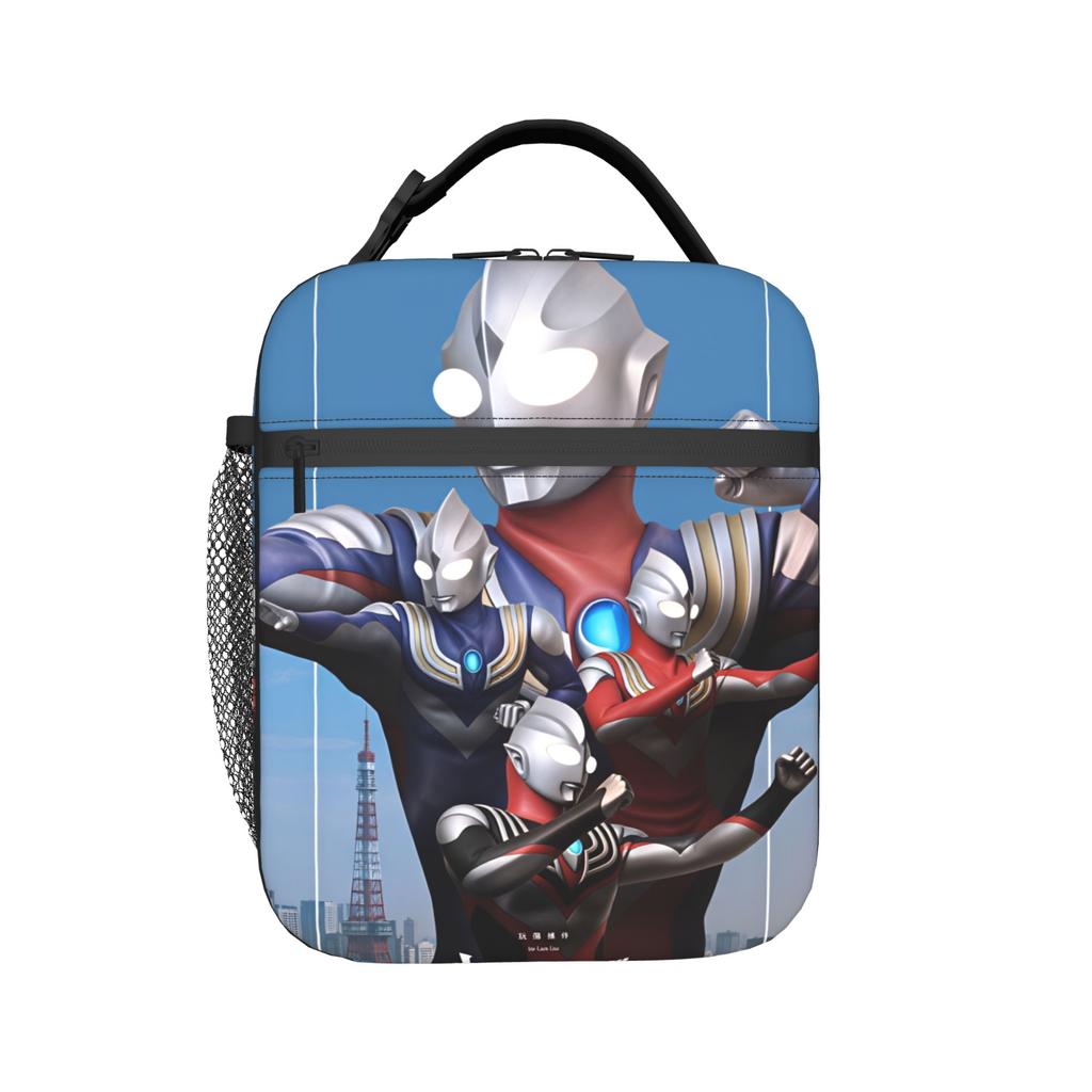 Ultraman Lunch Bag Portable Zipper Lunch Box Women School Graphic Cooler Bag Funny Waterproof Thermal Tote Handbags