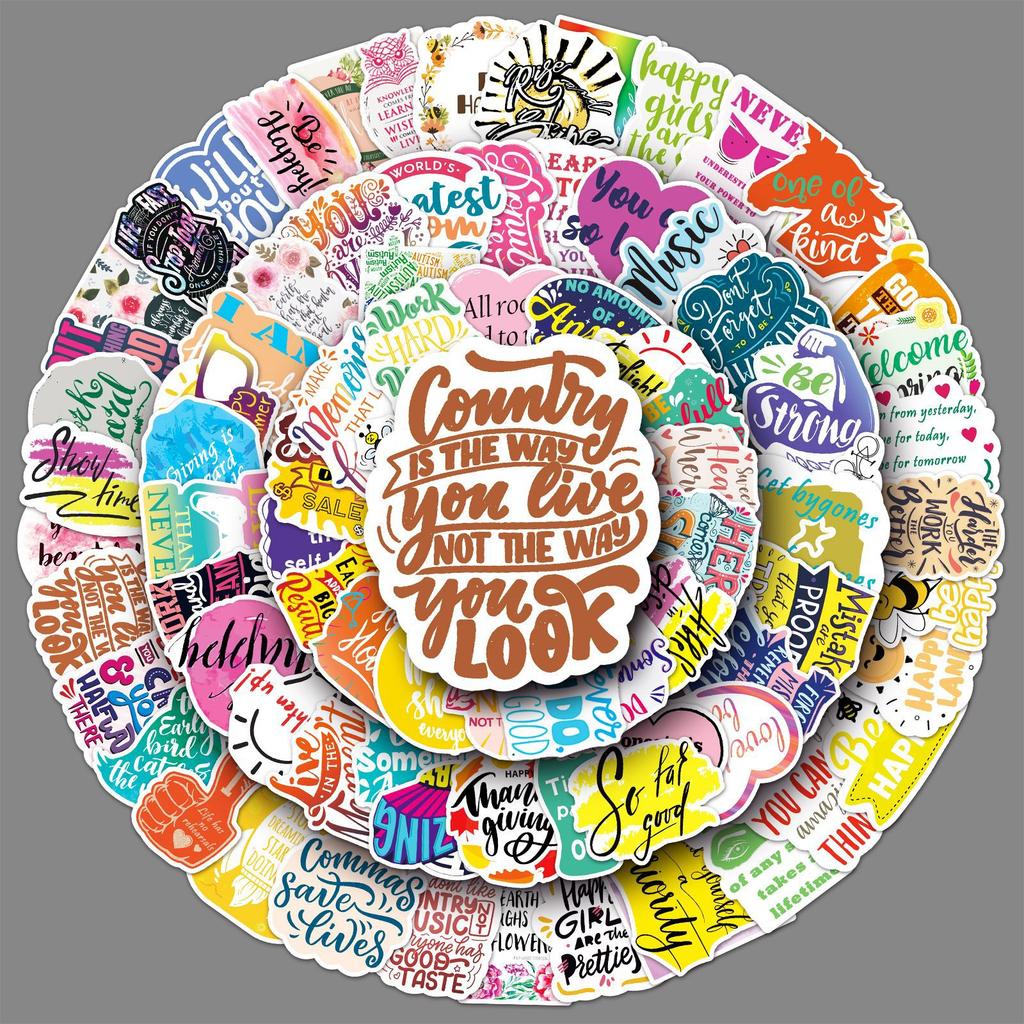 100 Inspirational English Motto Doodle Creative Suitcase Tablet Car Refrigerator Decorative Stickers