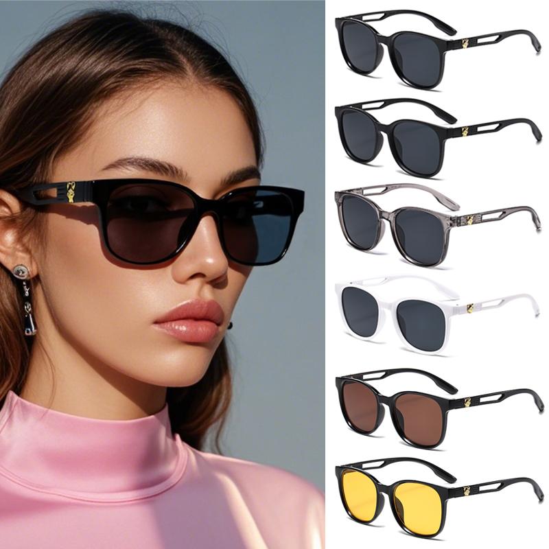Car Sun Glasses 6pcs Cat Eye Oval Simple Sunglasses Women Outdoor Driving Shades Luxury Minimalist Pattern Design Retro Goggles