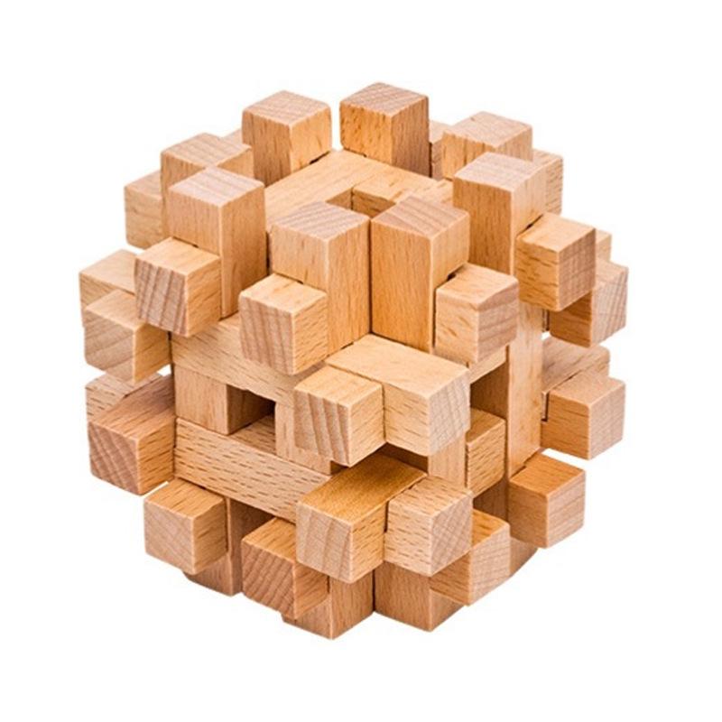 Beechwood Kongming Lock & Luban Puzzle Set for Kids - Wooden Mortise and Tenon Toy