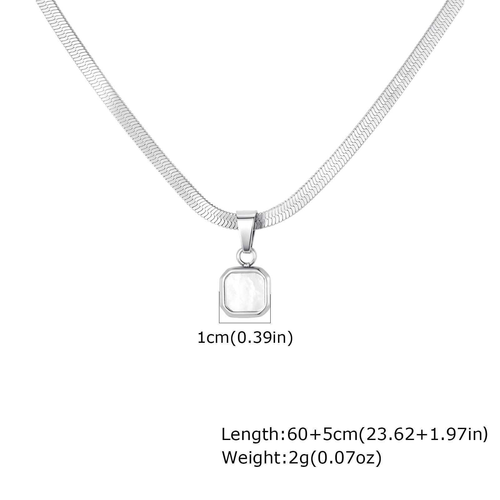 

Geometric Square Natural Stone Pendant Necklace for Men Stainless Steel Flat Blade Chain Collar Fashion Punk Jewelry Gifts