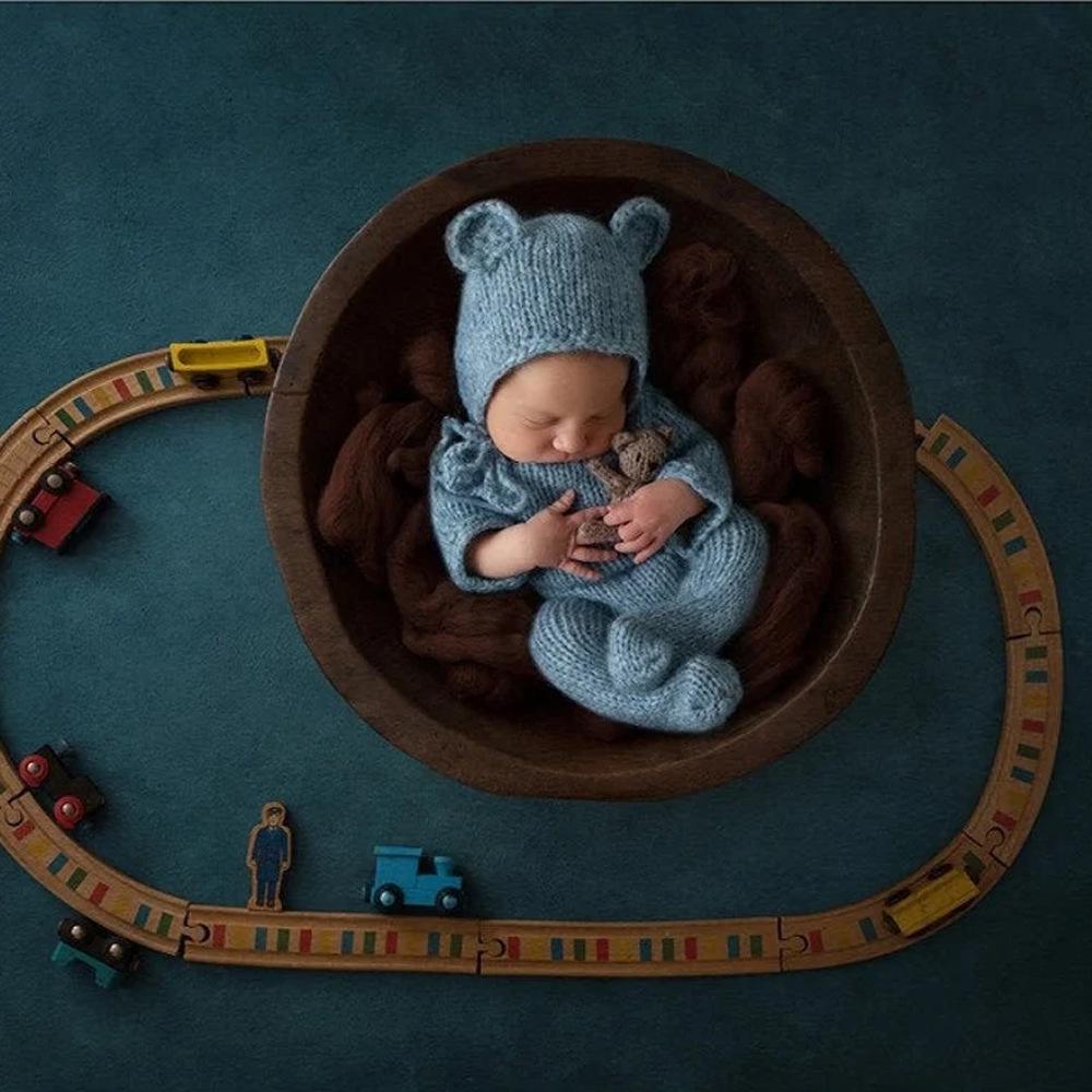 Newborn Knit Mohair Bear Romper & Hat Set