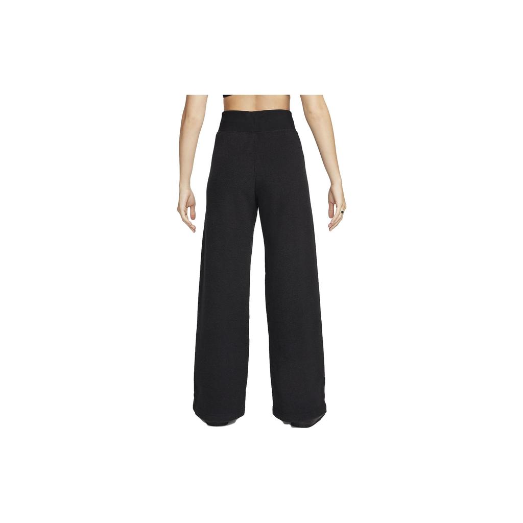 Nike Sportswear Phoenix Plush Solid Logo High Waist Wide Leg Fleece Knit Sweatpants Women Bottoms Black FN3622-010