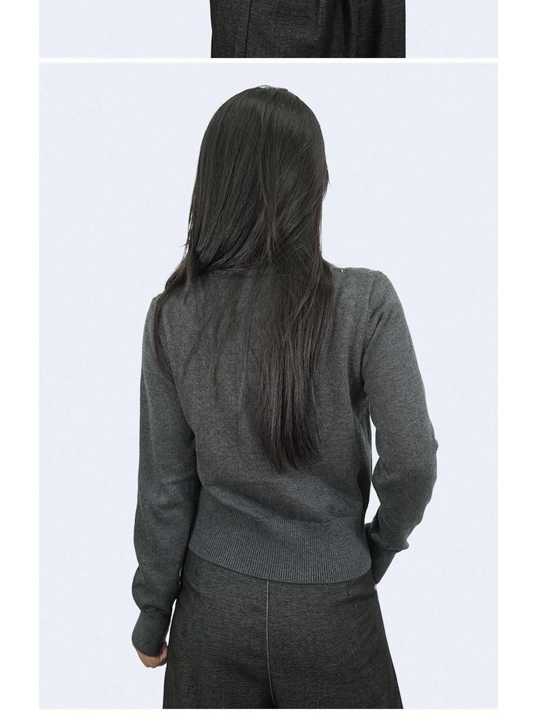 Nanyou Sequin Knit Cardigan - Women's Spring/Autumn Long Sleeve Wool Sweater