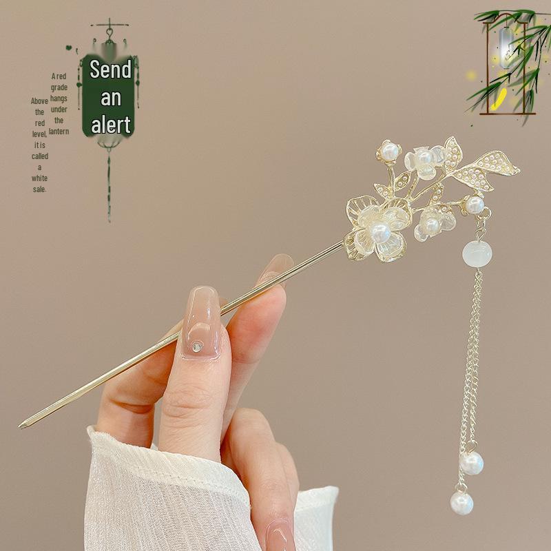 Ancient Chinese-Style Hanfu Hair Accessories: Elegant Updo Hairpins with Tassels for Women