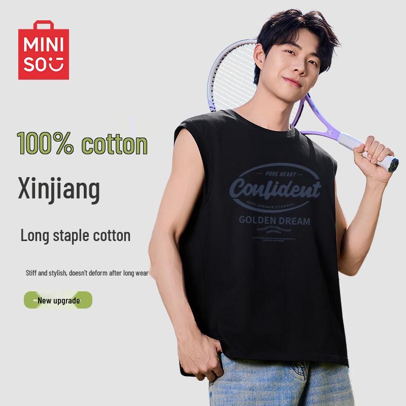 MINISO Мужская летняя хлопковая майка-жилет без рукавов L