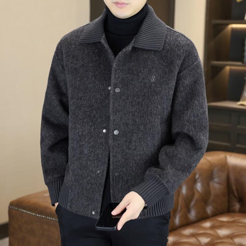 ROMON Men's Double-Sided Wool Blend Casual Business Jacket