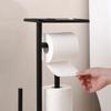 Floor Standing Toilet Paper Holder Stainless Steel Integrated Bathroom Accessories Black Toilet Brush Holder Cleaning Tools