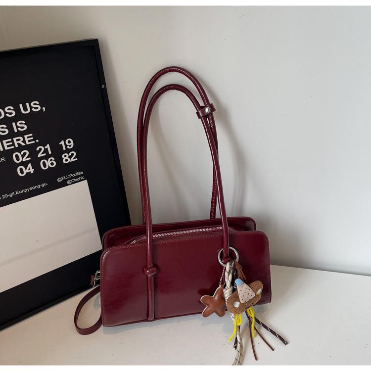 

Элегантная винтажная сумка подмышку 2025: Модная, Универсальная Женская Сумка & Кроссбоди Without Pendant вино красного