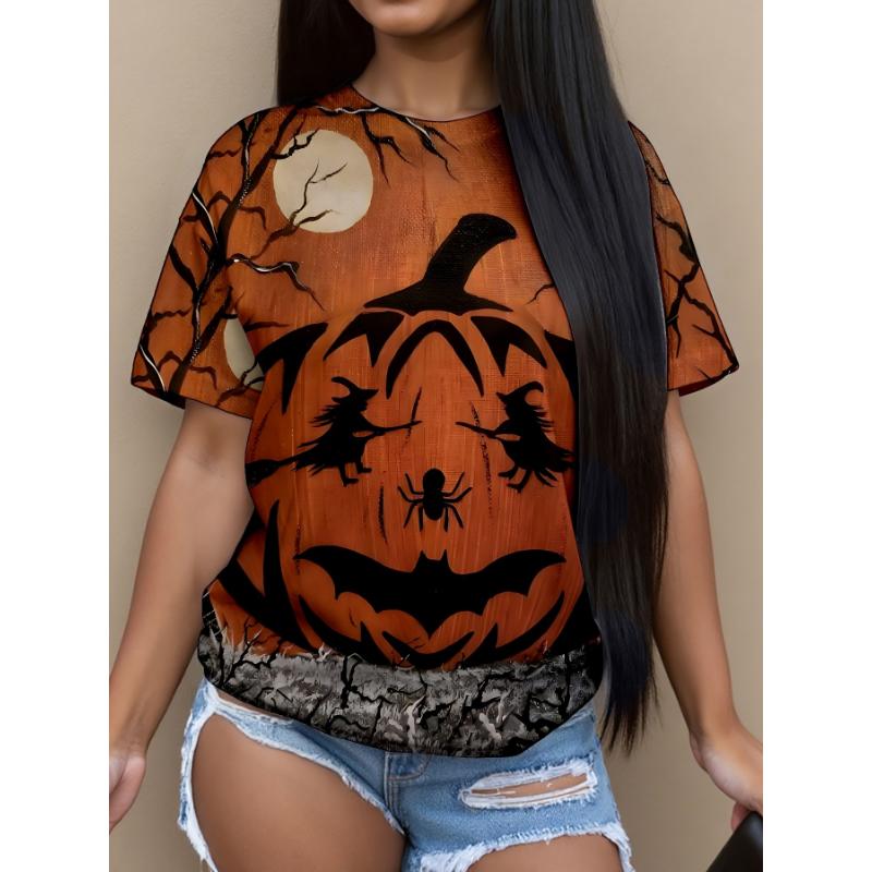 Fashion Women's Clothing Crew Neck Short Sleeve 3D Christmas Color Printing Christmas Short Sleeve Crew Neck T-Shirt