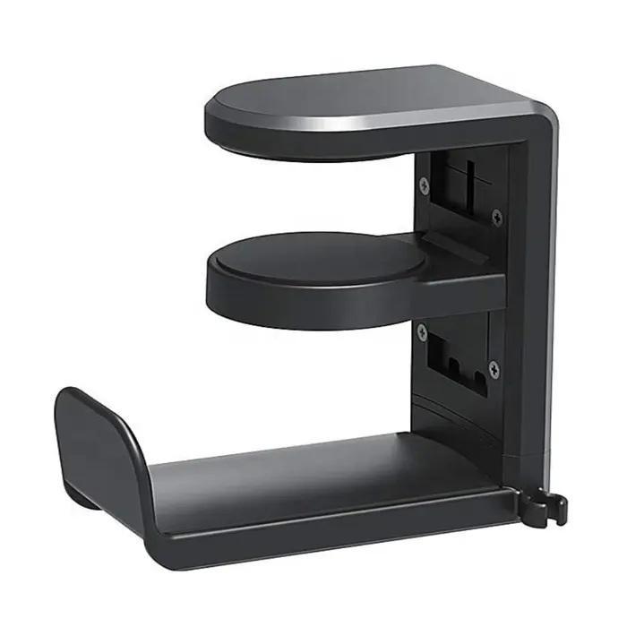 PC Gaming metal headphone stand/Dual Headset Hanger Hook Holder with Adjustable & Rotating Arm Clamp/Universal чёрный