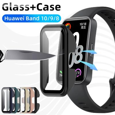 Glass+Case for Huawei Band 10 9 8 Tempered Glass Screen Protector & Hard PC Protective Bumper for Huawei Band10/9/8 Accessories