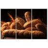 Three Piece Picture Canvas Print Bread and Wheat