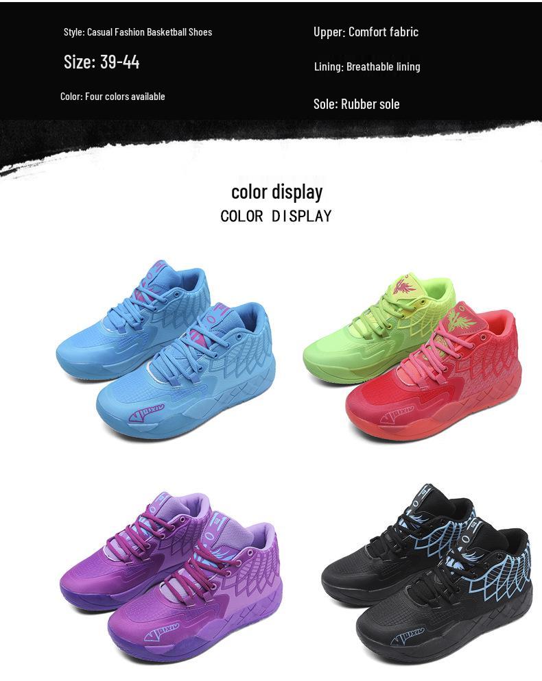 Zapatillas de Baloncesto Versátiles de Caña Alta: Moda, Resistente al Desgaste, Absorbe Impactos, Colores Combinados.