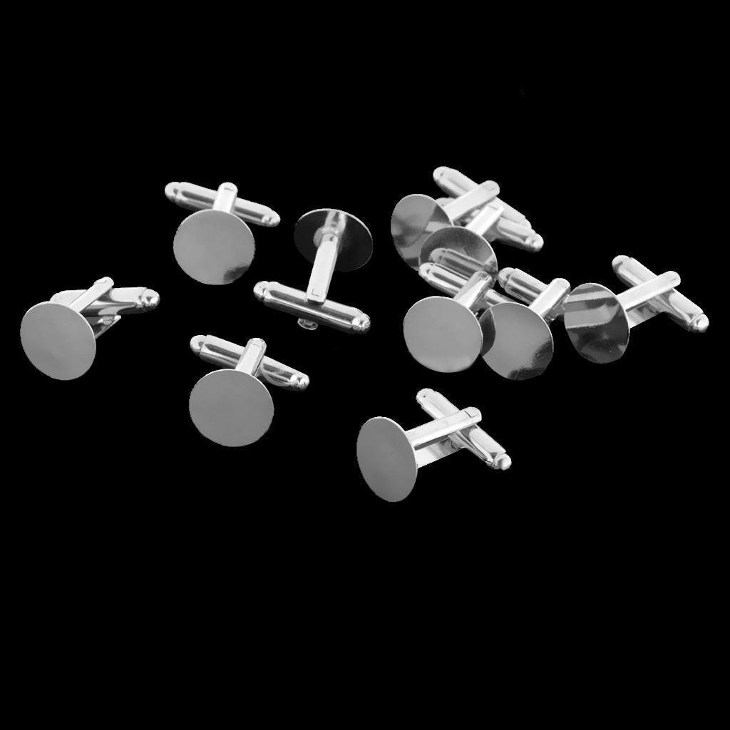 10 Blank 15mm Round Pad Finding Men CuffLink