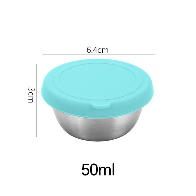 304 Stainless Steel Sauce Cup with Sealed Lid Salad Tomato Dressing Small Dipping Saucer Bowl Sushi Bento Condiment Containers