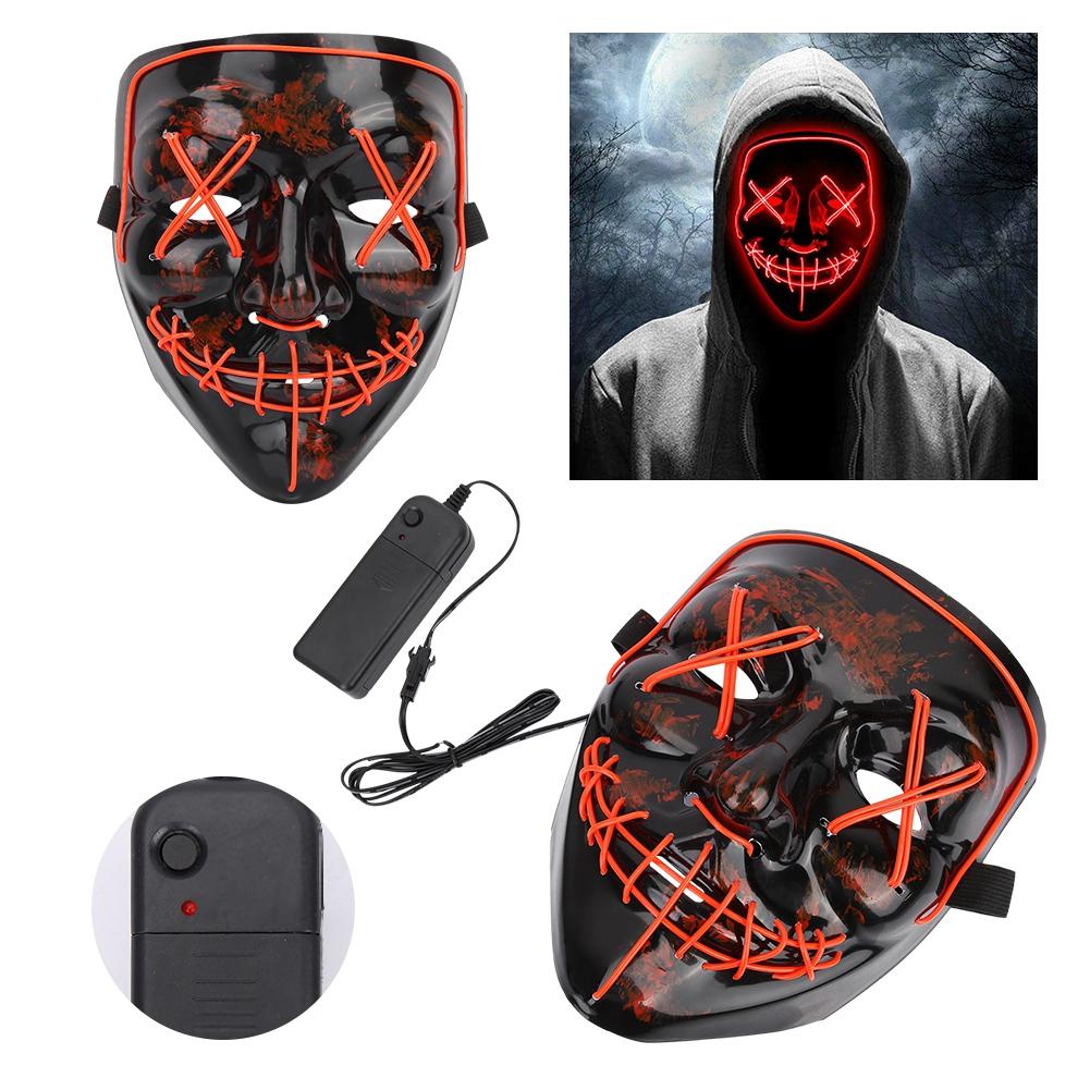 Halloween Scary LED Light Up Glow Mask Costume for Party Prop Show Decor(red)