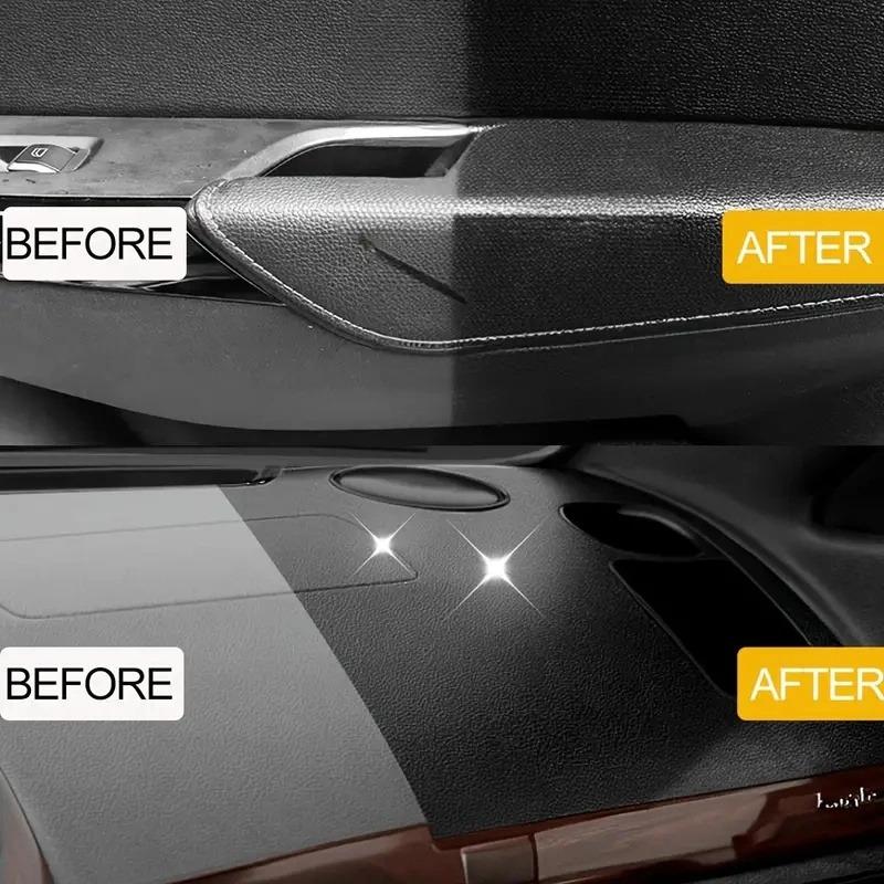 Interior Car Care & Exterior Plastic Restorer - Glossy Black Liquid Wax for Leather, Bumper, Wheels - Scratch Repair, Shine Enha