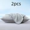 2pcs Cooling Pillowcases - Soft, Breathable 100% Polyester Bedding for Summer Comfort, Light Blue & Beige with Elegant Patterns