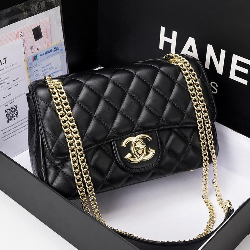 Women's bag new fashionable retro versatile high-end diamond chain bag leather shoulder messenger bag tide