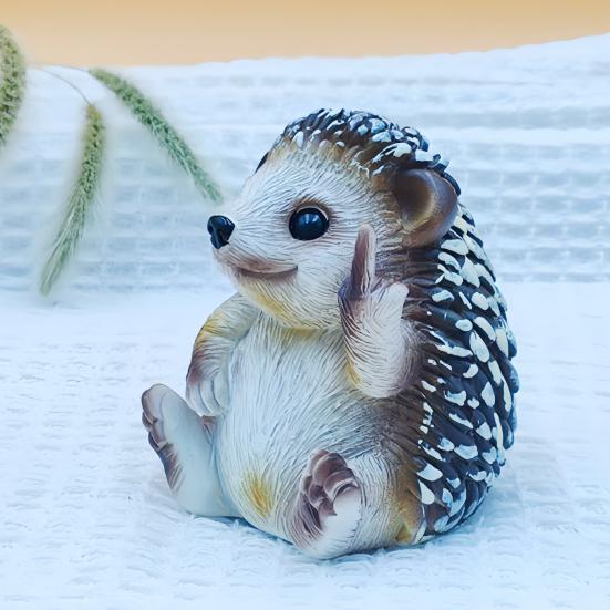 Middle Finger Hedgehog Statue Simulated Hedgehog Resin Figurine Animal Sculpture