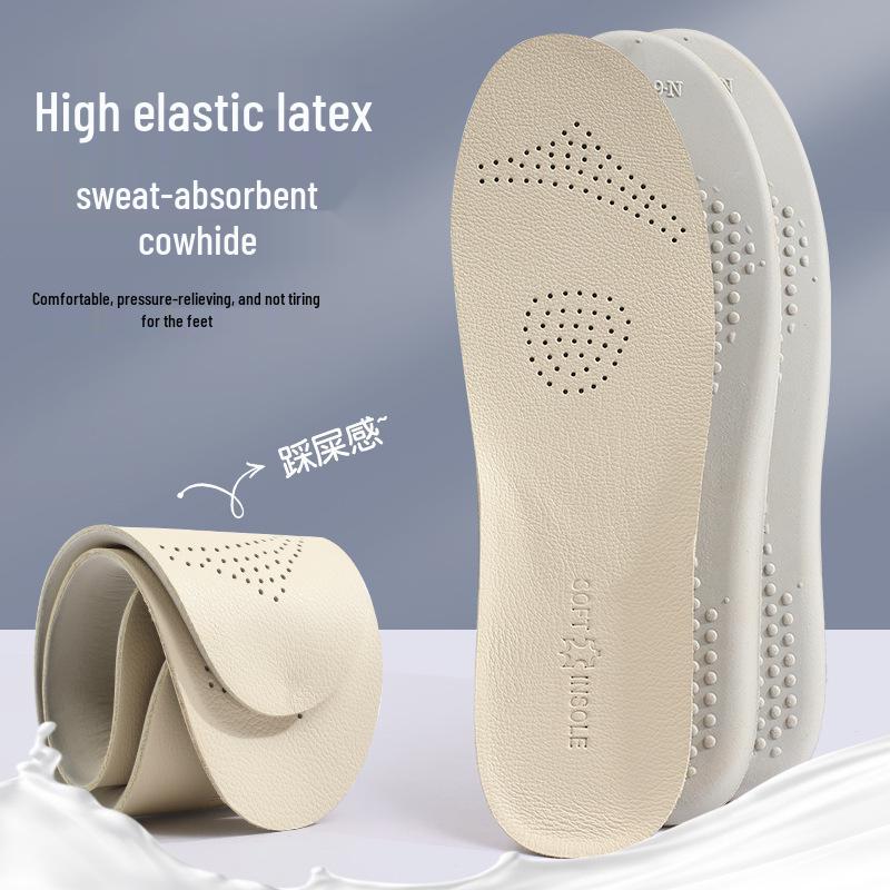 Pravá kůže Tlumící prodyšná pánská vložka do bot: Silná, protiskluzová, proti zápachu, absorbující pot, hovězí kůže s latexem pro sportovní pohodlí.