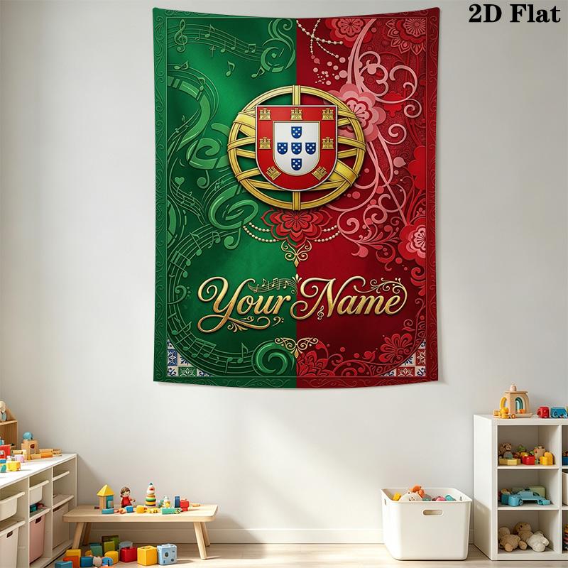 Name Custom PORTUGAL Wall Tapestry Aesthetic Wall Hanging Printed Fabric Blanket Decorative Tapestries for Bedroom Living Room Home Decor